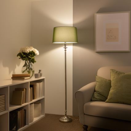 Brilagi - LED stāvlampa CERIA 1xE27/60W/230V Ø 45 cm spīdīgs hroms/zaļa