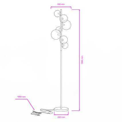 BRILAGI - LED stāvlampa MILLA 7xG9/3W/230V melns hroms/dūmakains
