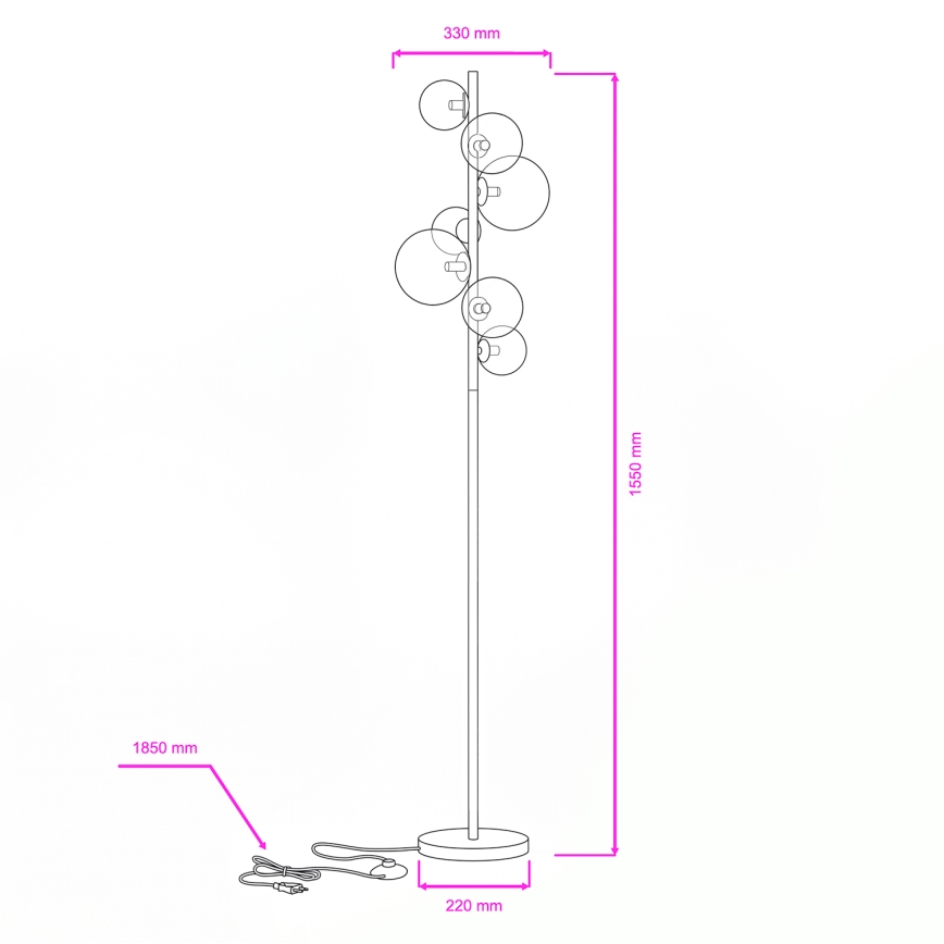 BRILAGI - LED stāvlampa MILLA 7xG9/3W/230V melns hroms/dūmakains