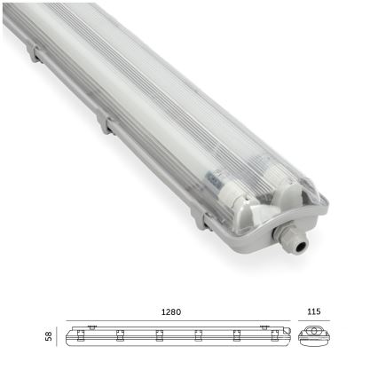 BRILAGI - LED tehniska putekļu un mitruma izturīga fluorescējošā lampa OPTIMA T8 2xG13/18W/230V 4000K IP65 128 cm