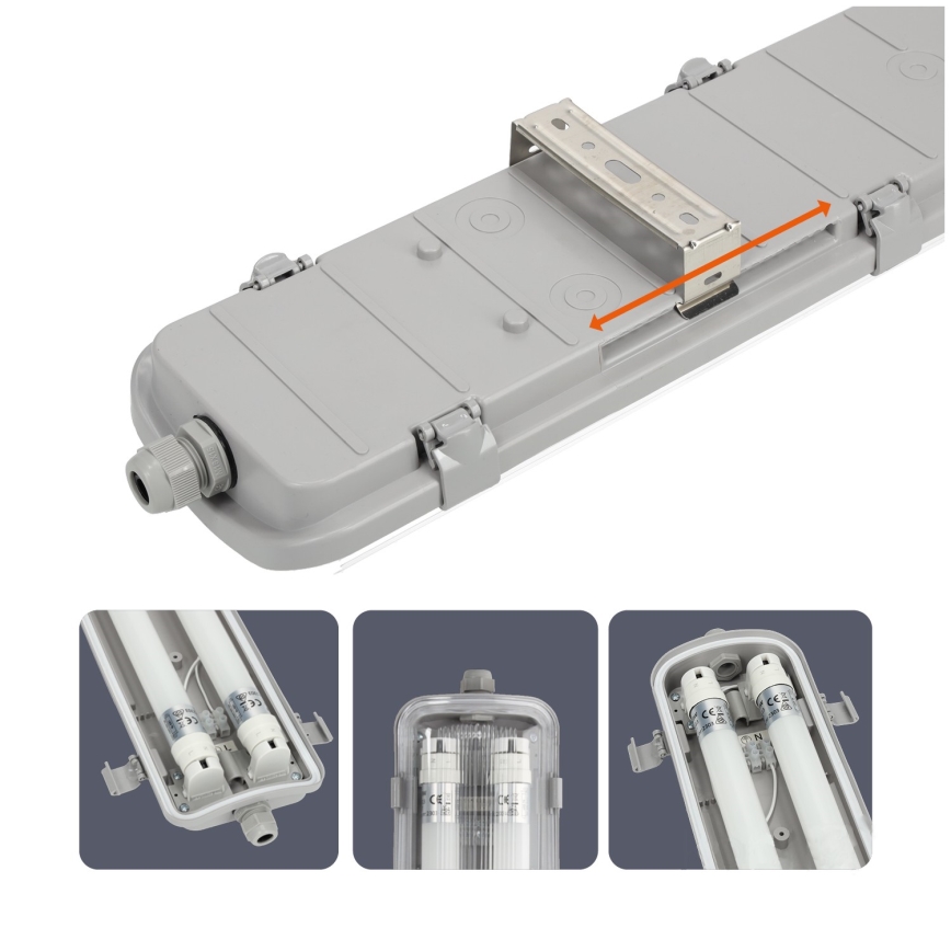 BRILAGI - LED tehniska putekļuizturīga fluorescējoša luminārija OPTIMA T8 2xG13/18W/230V 6500K IP65 128 cm