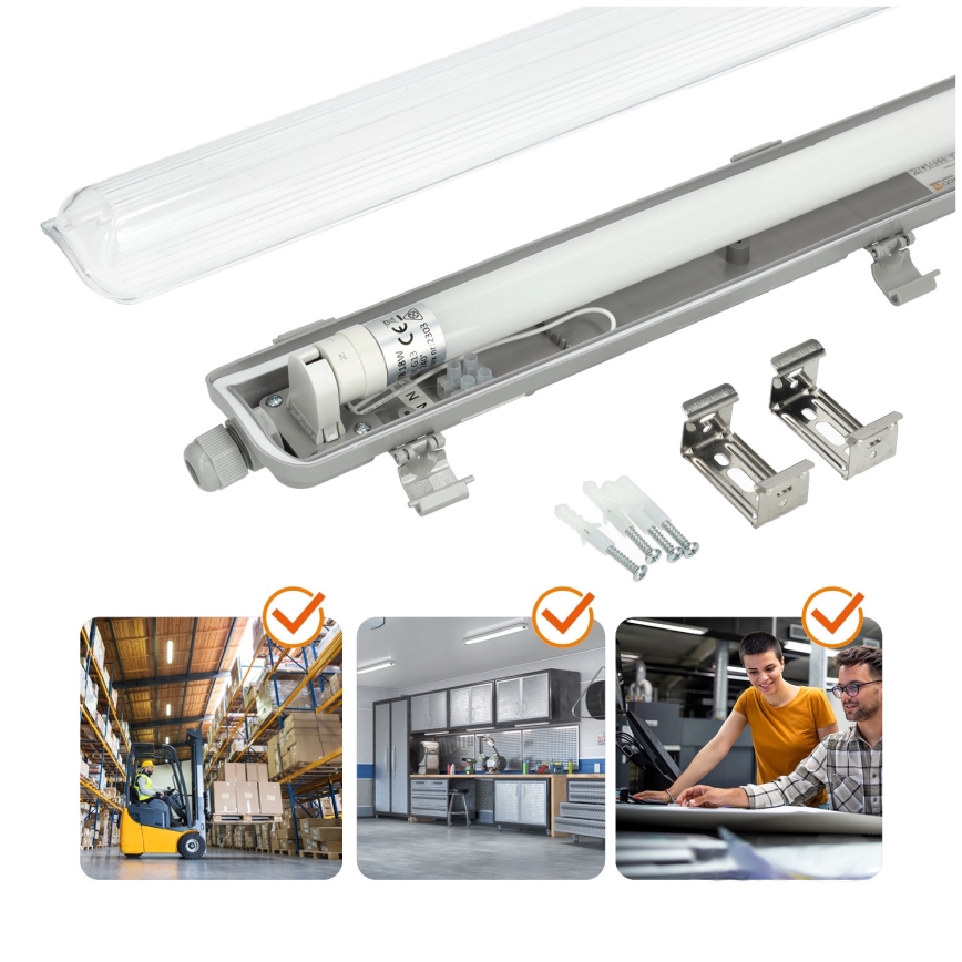 BRILAGI - LED tehniskais putekļuizturīgais fluorescējošais gaismeklis OPTIMA T8 1xG13/18W/230V 4000K IP65 128 cm