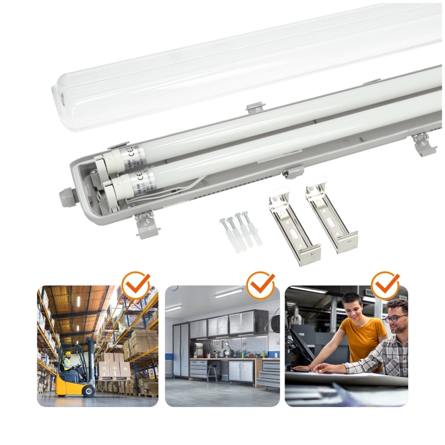 BRILAGI - LED tehnisks putekļuizturīgs T8 fluorescējošais gaismeklis OPTIMA T8 2xG13/18W/230V 4000K IP65 128 cm - palete 110 gab.