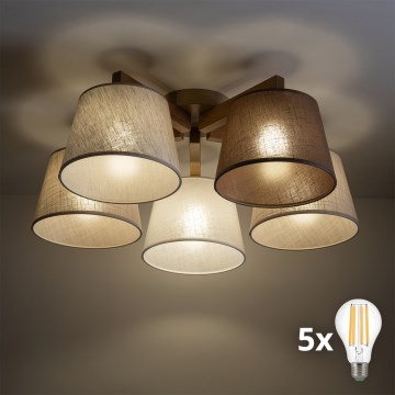 BRILAGI - LED uz virsmas montējamā lustra LATTE SABIA 5xE27/15W/230V priede/miks