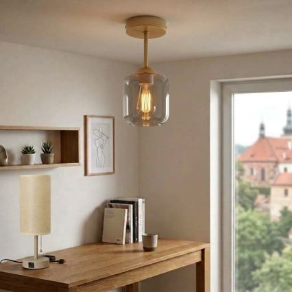 BRILAGI - LED virsmas montējamā lustra RETRO GLASS 1xE27/60W/230V Ø 14 cm bēša/dūmakaina pelēka