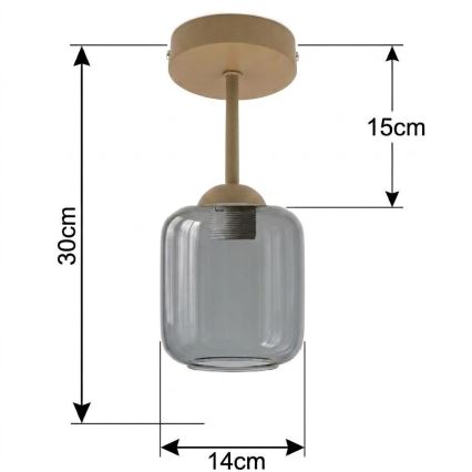BRILAGI - LED virsmas montējamā lustra RETRO GLASS 1xE27/60W/230V Ø 14 cm bēša/dūmakaina pelēka