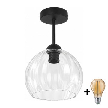 BRILAGI - LED uzstādāma griestu lampa RETRO GLASS 1xE27/60W/230V Ø25 cm melna/caurspīdīga