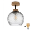 BRILAGI - LED uzstādāma griestu lustra RETRO GLASS 1xE27/60W/230V Ø 18 cm ozola/dūmakaini pelēka