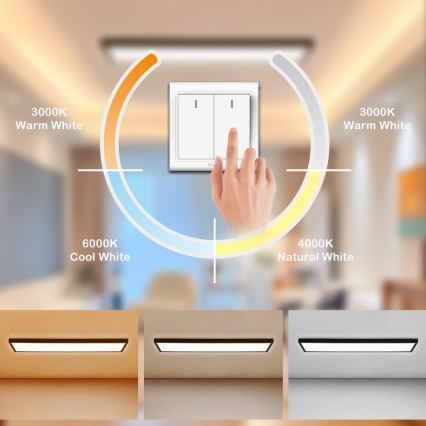 Brilagi - LED vannas istabas griestu lampa FRAME LED/50W/230V 120x30 cm 3000/4000/6000K IP44 melna