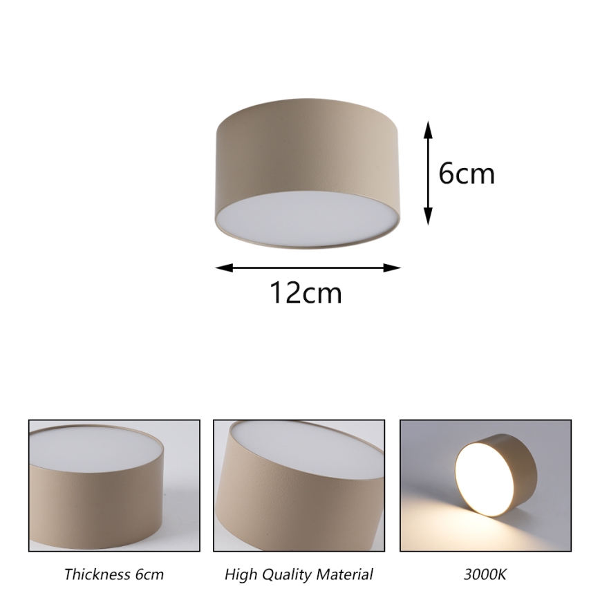 Brilagi - LED griestu lampa FORIS LED/14W/230V, diametrs 12 cm, bēša, IP44