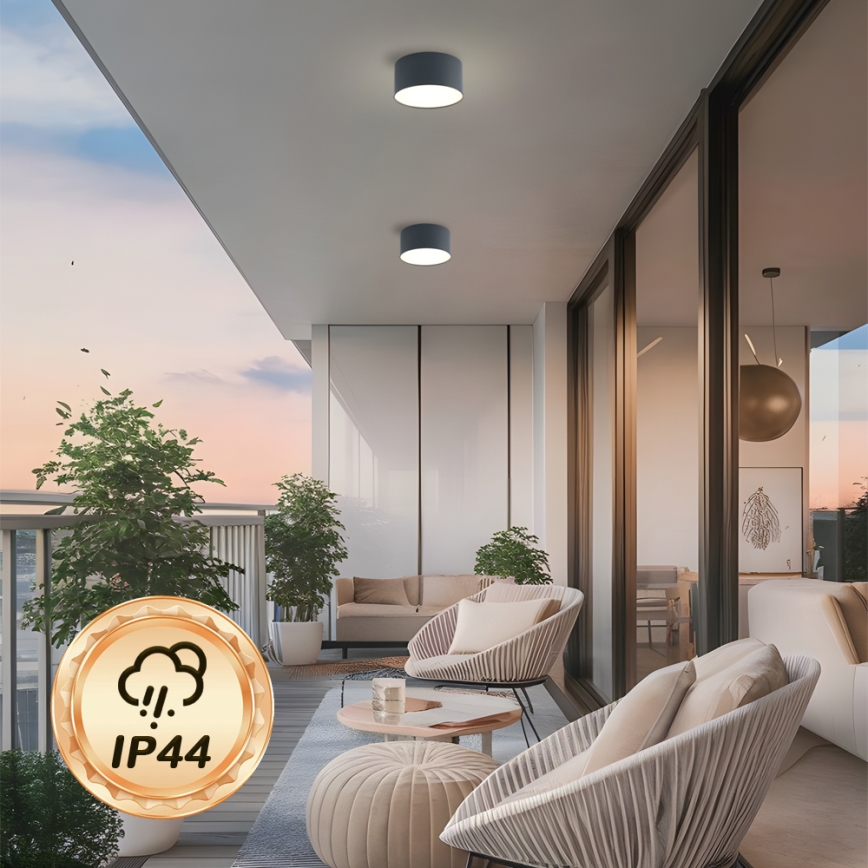 Brilagi - FORIS LED griestu gaismeklis vannas istabai, 14W, 230V, Ø 12 cm, antracīts, IP44