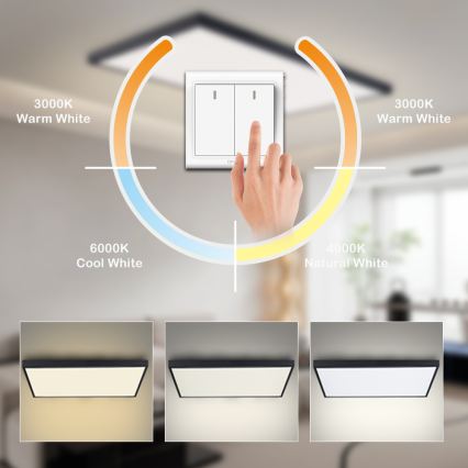 Brilagi - LED vannas istabas griestu gaismeklis FRAME LED/96W/230V 120x60 cm 3000/4000/6000K IP44 melns