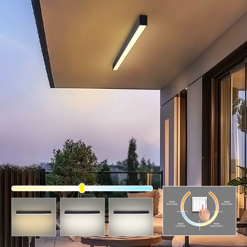 Brilagi - SLEEKLINE LED griestu gaismeklis vannas istabai LED/40W/230V 3000/4500/6000K melna IP44