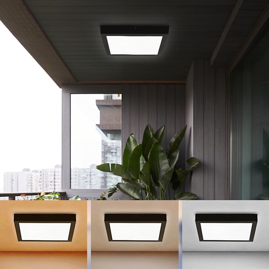 Brilagi - LED Vannas istabas griestu lampa FRAME LED/24W/230V 30x30 cm 3000/4000/6000K IP44 melna