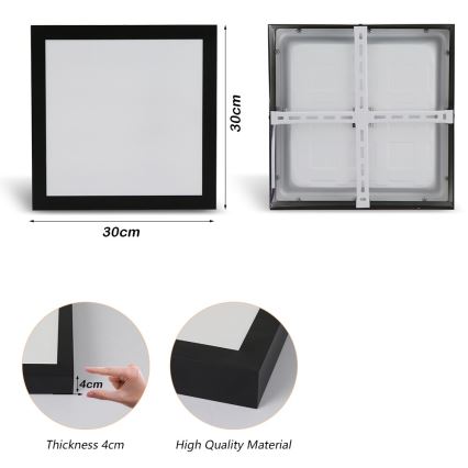 Brilagi - LED Vannas istabas griestu lampa FRAME LED/24W/230V 30x30 cm 3000/4000/6000K IP44 melna