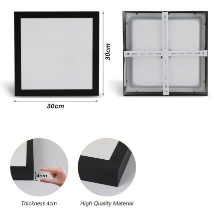 Brilagi - LED Vannas istabas griestu lampa FRAME LED/24W/230V 3000/4000/6000K IP44 melna