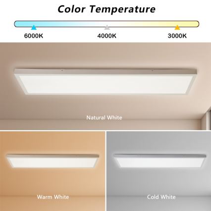 Brilagi - LED Vannas istabas griestu lampa FRAME LED/50W/230V 30x120 cm 3000/4000/6000K IP44 balta