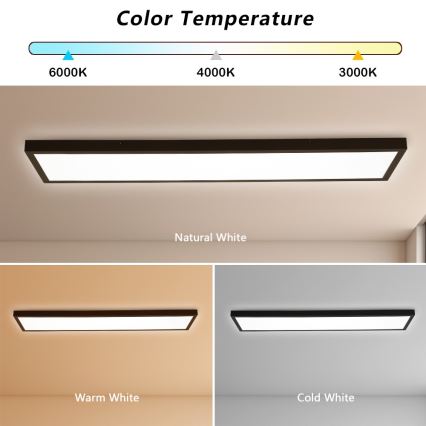 Brilagi - LED Vannas istabas griestu lampa FRAME LED/50W/230V 30x120 cm 3000/4000/6000K IP44 melna