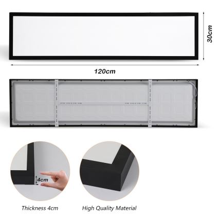 Brilagi - LED Vannas istabas griestu lampa FRAME LED/50W/230V 30x120 cm 3000/4000/6000K IP44 melna