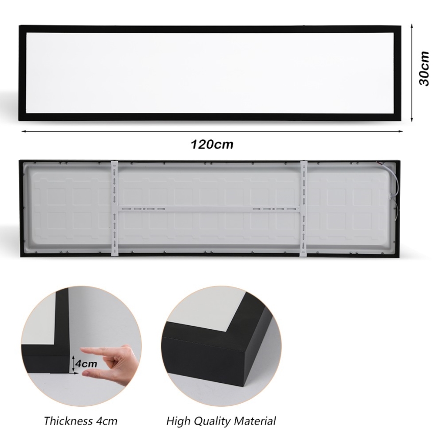 Brilagi - LED Vannas istabas griestu lampa FRAME LED/50W/230V 30x120 cm 3000/4000/6000K IP44 melna