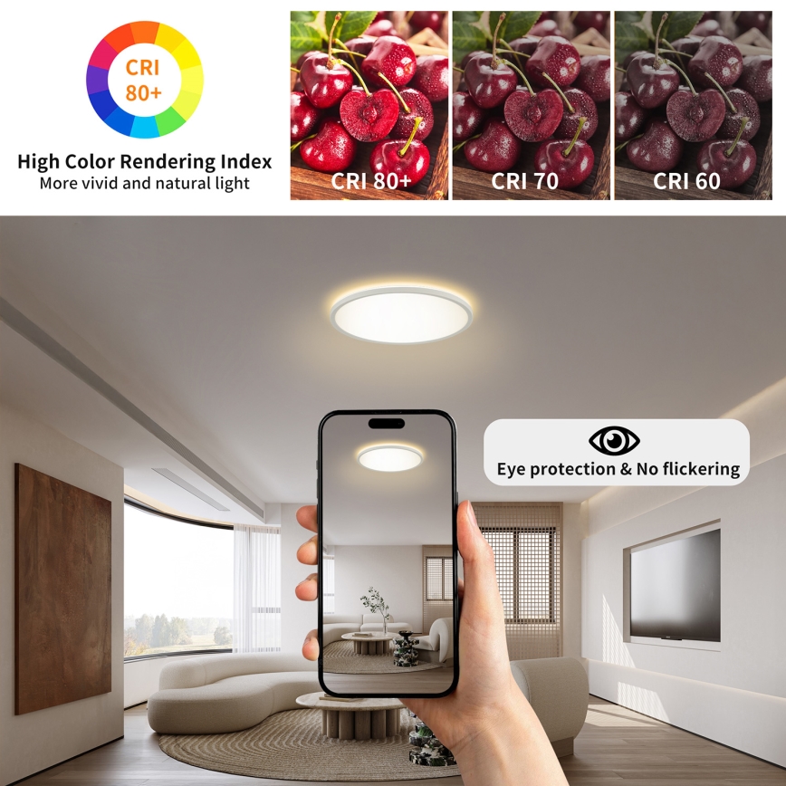 Brilagi - LED Vannas istabas griestu lampa ULTRA SLIM LED/12W/230V d. 22,5 cm balta IP54