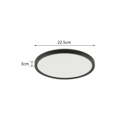 Brilagi - LED Vannas istabas griestu lampa ULTRA SLIM LED/12W/230V d. 22,5 cm melna IP54
