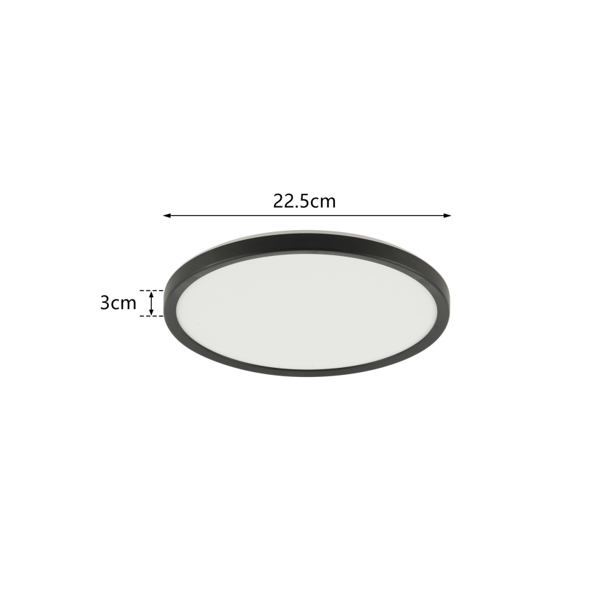Brilagi - LED Vannas istabas griestu lampa ULTRA SLIM LED/12W/230V d. 22,5 cm melna IP54