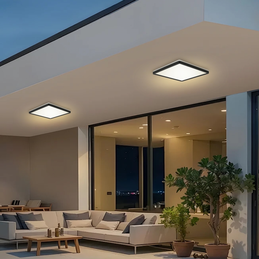 Brilagi - LED Vannas istabas griestu lampa ULTRA SLIM LED/24W/230V 42x42 cm melna IP54