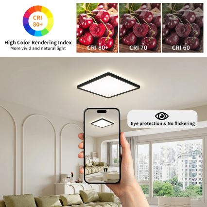 Brilagi - LED Vannas istabas griestu lampa ULTRA SLIM LED/24W/230V 42x42 cm melna IP54