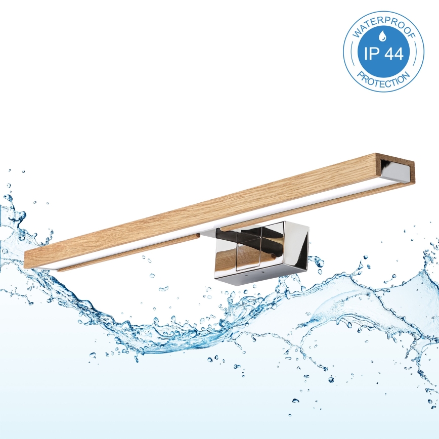 BRILAGI - LED vannas istabas spoguļa apgaismojums 3 vienā WOODY MIRROR LED/12W/230V 60 cm IP44 spīdīgs hroms/ozols