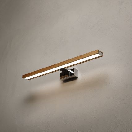 BRILAGI - LED vannas istabas spoguļa apgaismojums 3 vienā WOODY MIRROR LED/12W/230V 60 cm IP44 spīdīgs hroms/ozols