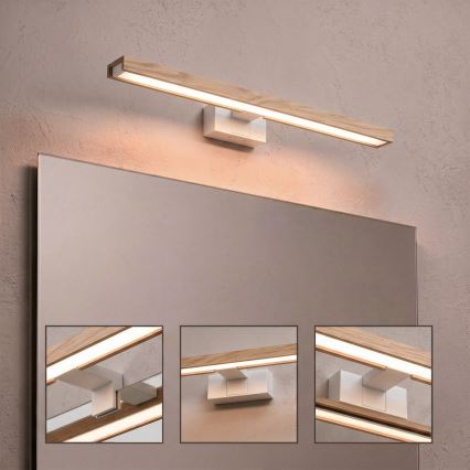 Brilagi - LED vannas istabas spoguļa apgaismojums 3-vienā WOODY MIRROR LED/12W/230V 60 cm IP44 balta/ozols