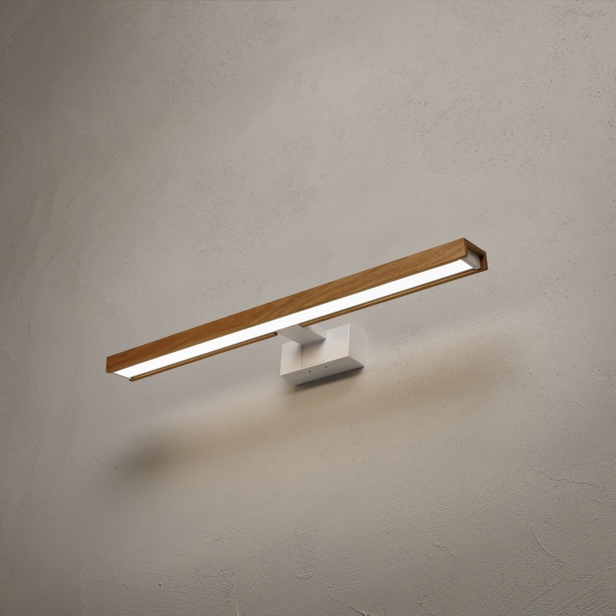 Brilagi - LED vannas istabas spoguļa apgaismojums 3-vienā WOODY MIRROR LED/12W/230V 60 cm IP44 balta/ozols
