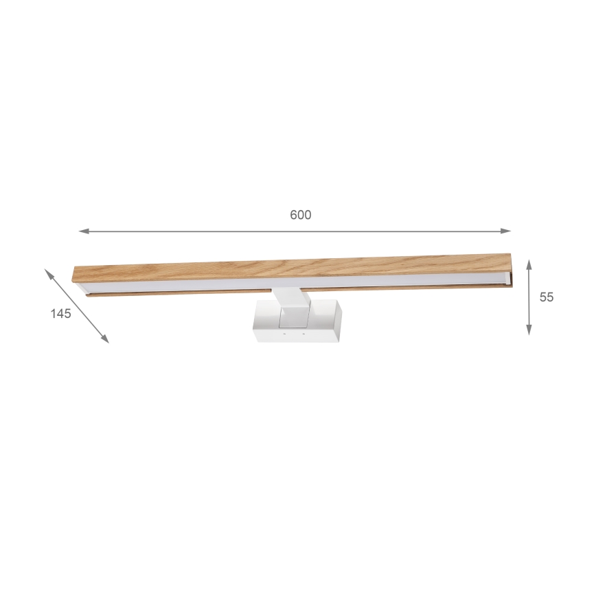 Brilagi - LED vannas istabas spoguļa apgaismojums 3-vienā WOODY MIRROR LED/12W/230V 60 cm IP44 balta/ozols