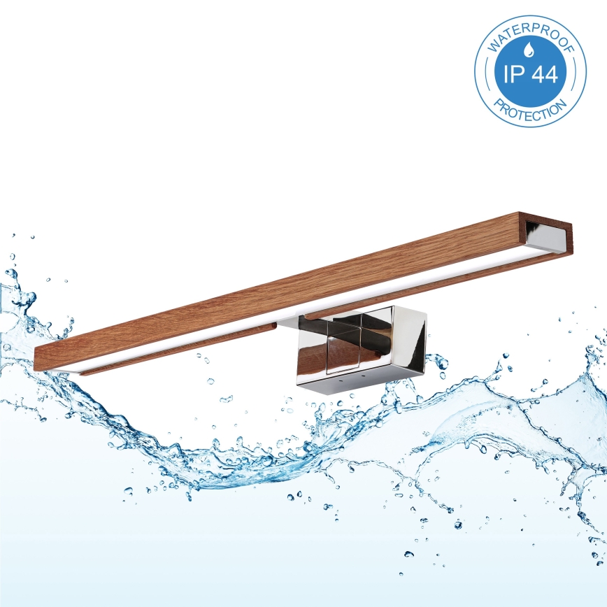 BRILAGI - LED vannas istabas spoguļa apgaismojums 3 vienā WOODY MIRROR LED/12W/230V 60 cm IP44 spīdīgs hroms/ķiršu ozols