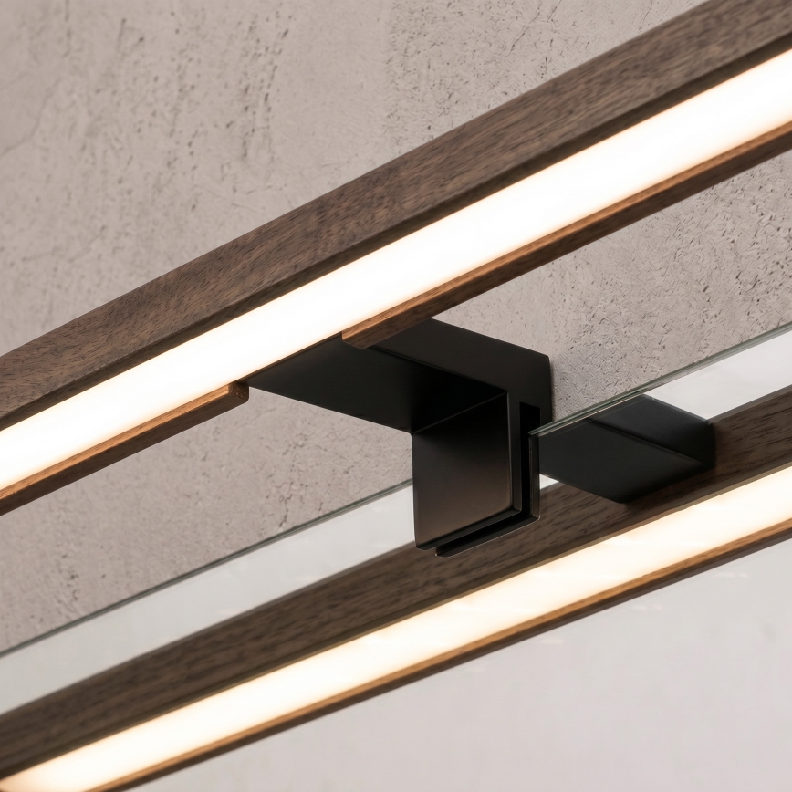 BRILAGI - LED vannas istabas spoguļa apgaismojums 3 vienā WOODY MIRROR LED/12W/230V IP44 melna/ozols valrieksts
