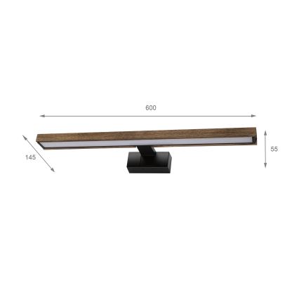 BRILAGI - LED vannas istabas spoguļa apgaismojums 3 vienā WOODY MIRROR LED/12W/230V IP44 melna/ozols valrieksts