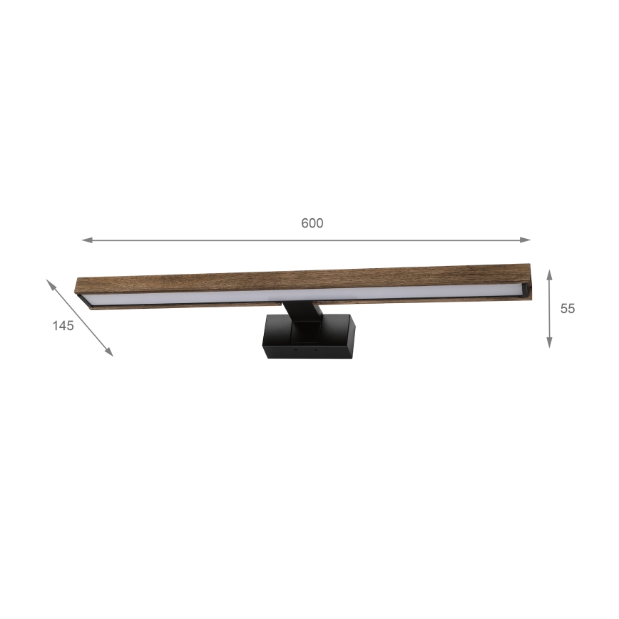 BRILAGI - LED vannas istabas spoguļa apgaismojums 3 vienā WOODY MIRROR LED/12W/230V IP44 melna/ozols valrieksts