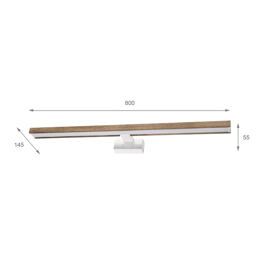 BRILAGI - LED vannas istabas spoguļa apgaismojums 3 vienā WOODY MIRROR LED/15W/230V 80 cm IP44 balta/ozols-valrieksts