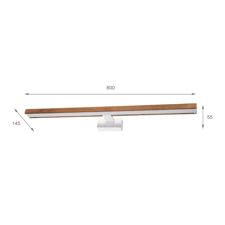 BRILAGI - LED vannas istabas spoguļa apgaismojums 3 vienā WOODY MIRROR LED/15W/230V 80 cm IP44 balts/ozols/ķirsis