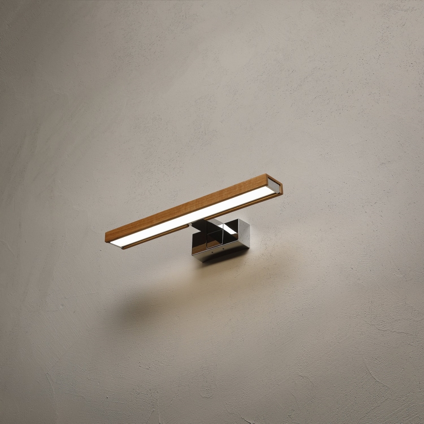 BRILAGI - LED vannas istabas spoguļa apgaismojums 3 vienā WOODY MIRROR LED/8W/230V 40 cm IP44 spīdīgs hroms/ozols