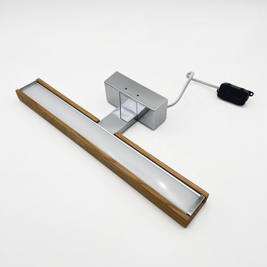 BRILAGI - LED vannas istabas spoguļa apgaismojums 3 vienā WOODY MIRROR LED/8W/230V 40 cm IP44 spīdīgs hroms/ozols