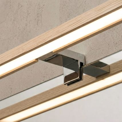BRILAGI - LED vannas istabas spoguļa apgaismojums 3 vienā WOODY MIRROR LED/8W/230V 40 cm IP44 spīdīgs hroms/ozols