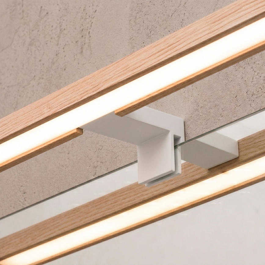 Brilagi - LED vannas istabas spoguļa apgaismojums 3 vienā WOODY MIRROR LED/8W/230V 40 cm IP44 balts/ozols