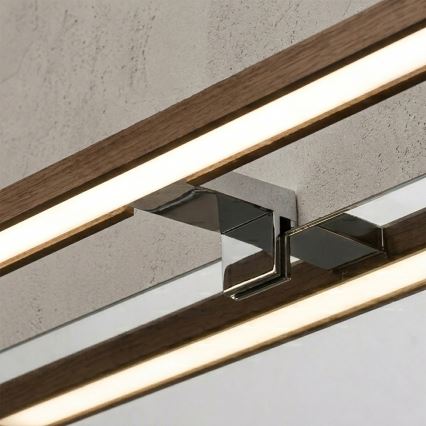 BRILAGI - LED vannas istabas spoguļa apgaismojums 3‑1 WOODY MIRROR LED/12W/230V 60 cm IP44 spīdīgs hroms/ozols‑valrieksts