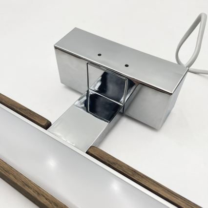 BRILAGI - LED vannas istabas spoguļa apgaismojums 3‑1 WOODY MIRROR LED/12W/230V 60 cm IP44 spīdīgs hroms/ozols‑valrieksts