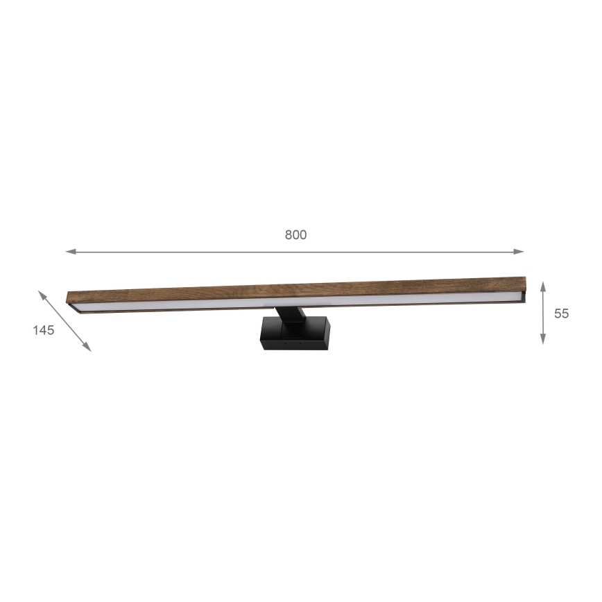 BRILAGI - LED vannas istabas spoguļa apgaismojums 3in1 WOODY MIRROR LED/15W/230V 80 cm IP44 melns/ozols valrieksts