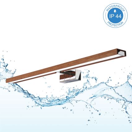BRILAGI - LED vannas istabas spoguļa apgaismojums 3 vienā WOODY MIRROR LED/15W/230V 80 cm IP44 spīdīgs hroms/ozols ķirsis