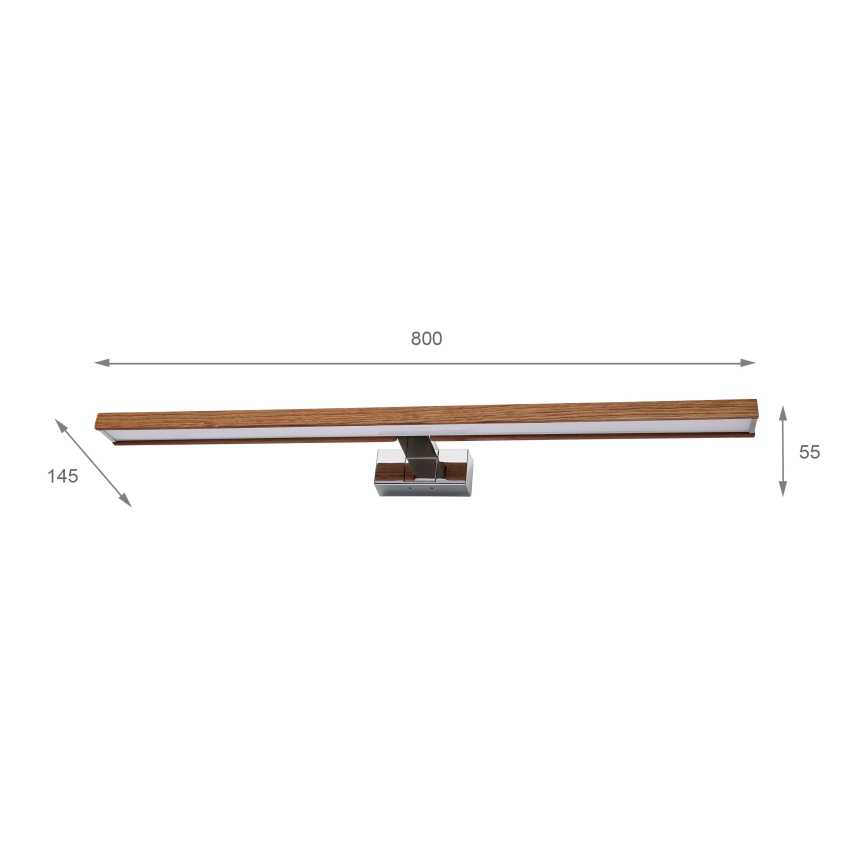 BRILAGI - LED vannas istabas spoguļa apgaismojums 3 vienā WOODY MIRROR LED/15W/230V 80 cm IP44 spīdīgs hroms/ozols ķirsis