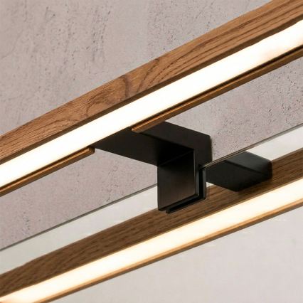 BRILAGI - LED vannas istabas spoguļa apgaismojums 3 vienā WOODY MIRROR LED/12W/230V 60 cm IP44 melna/ozols ķirsis